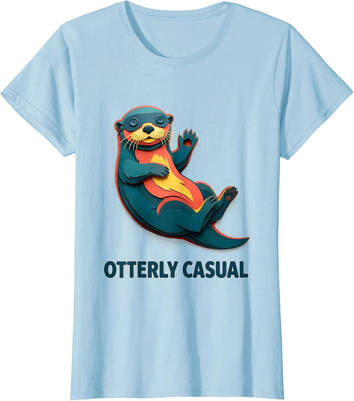 Otterly Casual Funny Otter Lover Gift For Kids Teens T-Shirt - Baby Blue