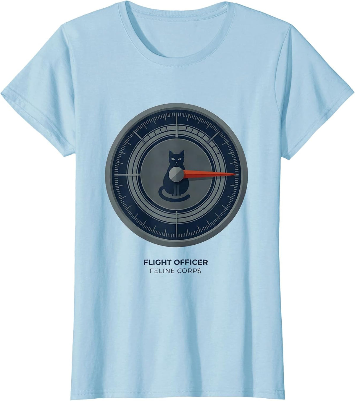 Flight Officer, Feline Corps Funny French Cat Francophile T-Shirt - Baby Blue