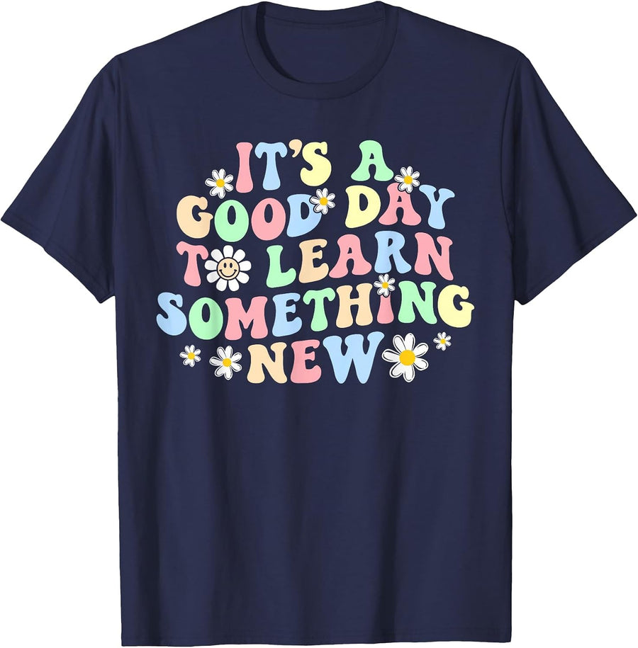 Retro Teacher Shirt, It's A Good Day to Learn Something New T-Shirt - Navy Blue