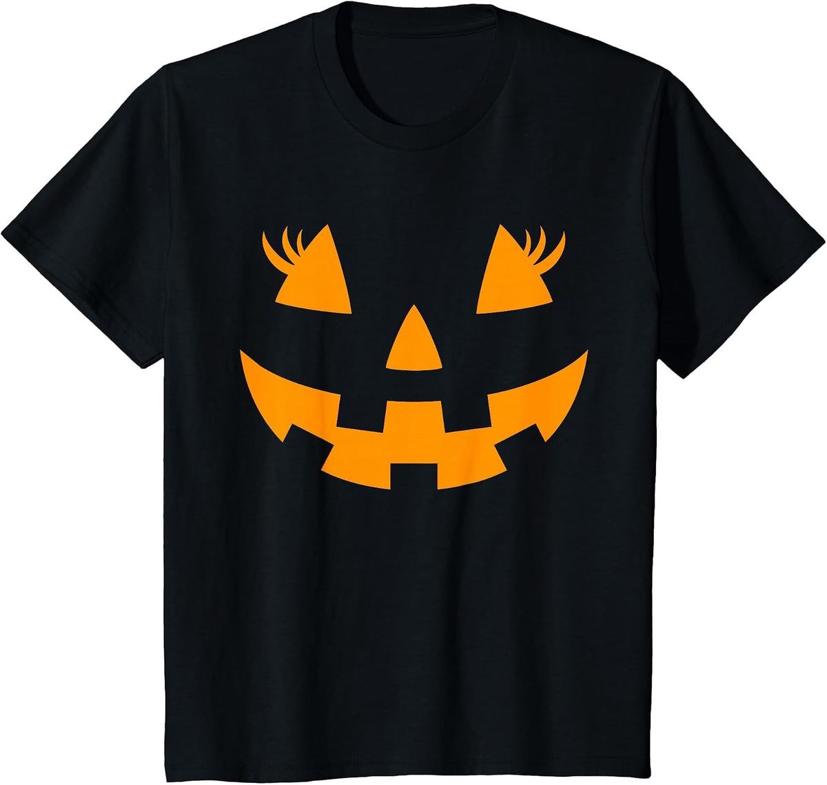 Jack O Lantern Face Pumpkin Halloween Costume Tees T Shirts Women Girls - Black