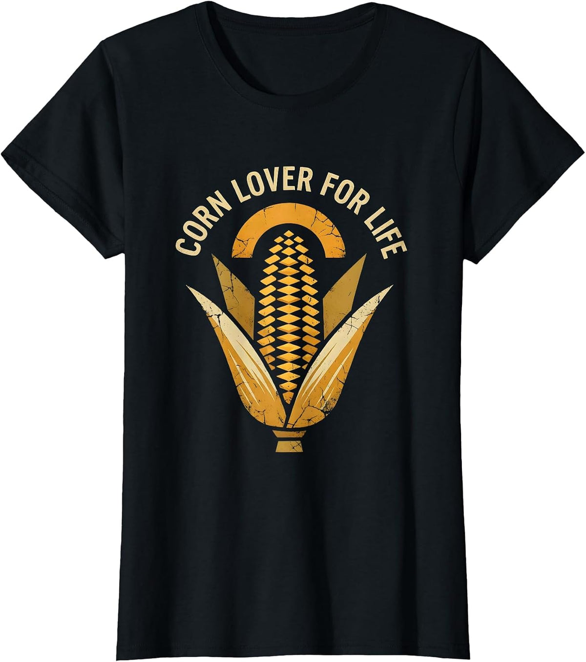 Women's Corn Lover For Life Funny Corn Design T-Shirt - Black