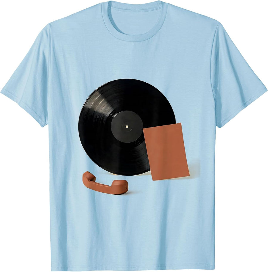 Men's Vinyl Record Collector Minimalist DJ Gift T-Shirt - Baby Blue