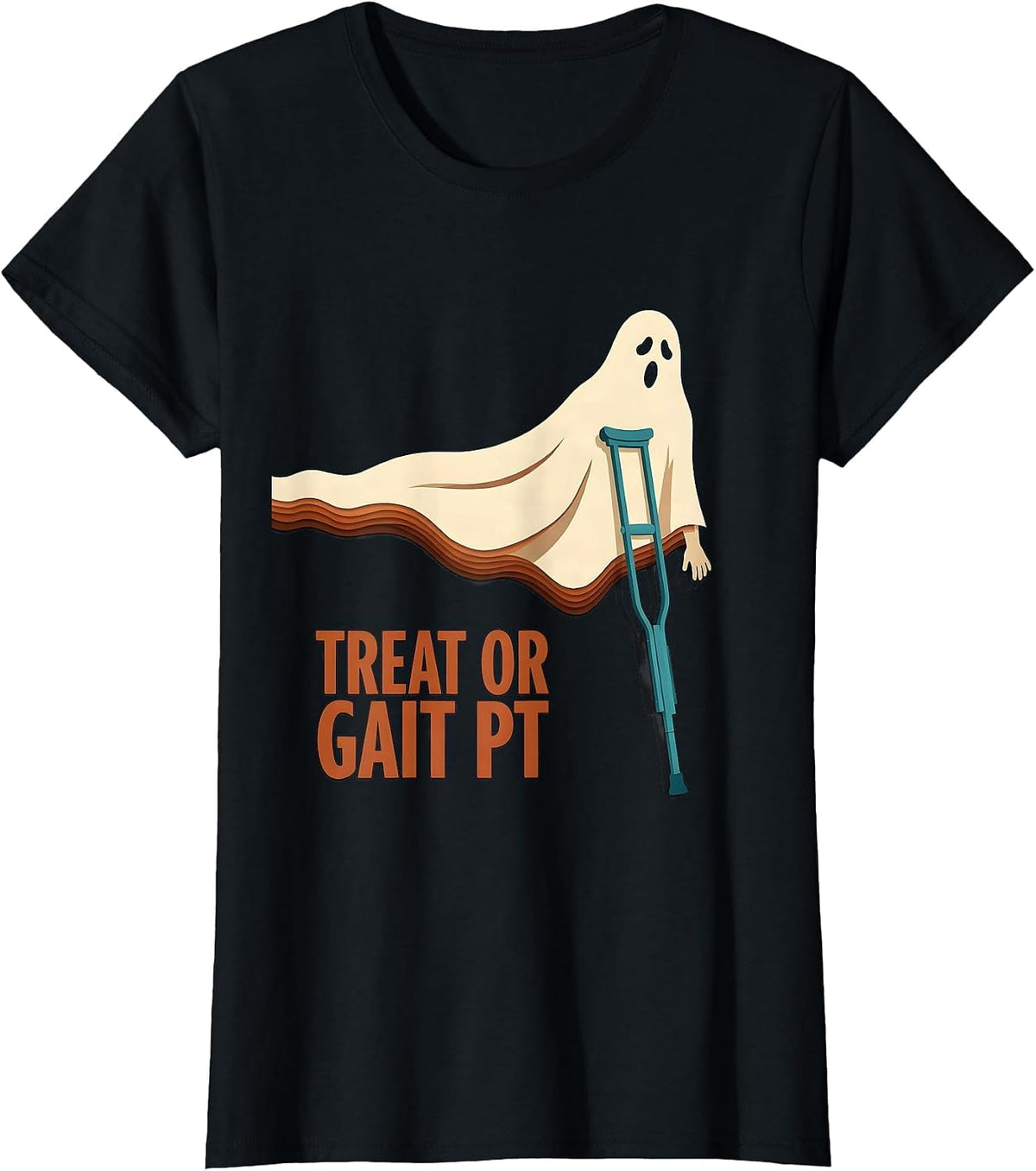 Treat Or Gait PT Funny Physical Therapy Halloween Ghost T-Shirt - Black