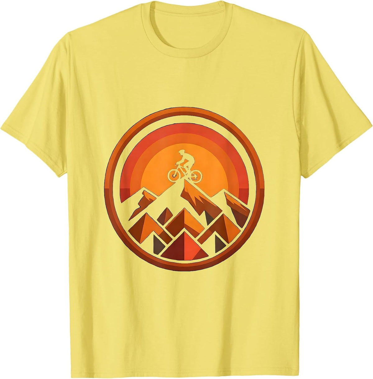 Men's Cyclist Silhouette Mountain Sunset Graphic T-Shirt - Lemon Yellow