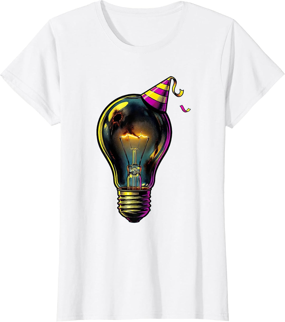 Labor Day Burnt Out Lightbulb Party Hat Tee T-Shirt - White