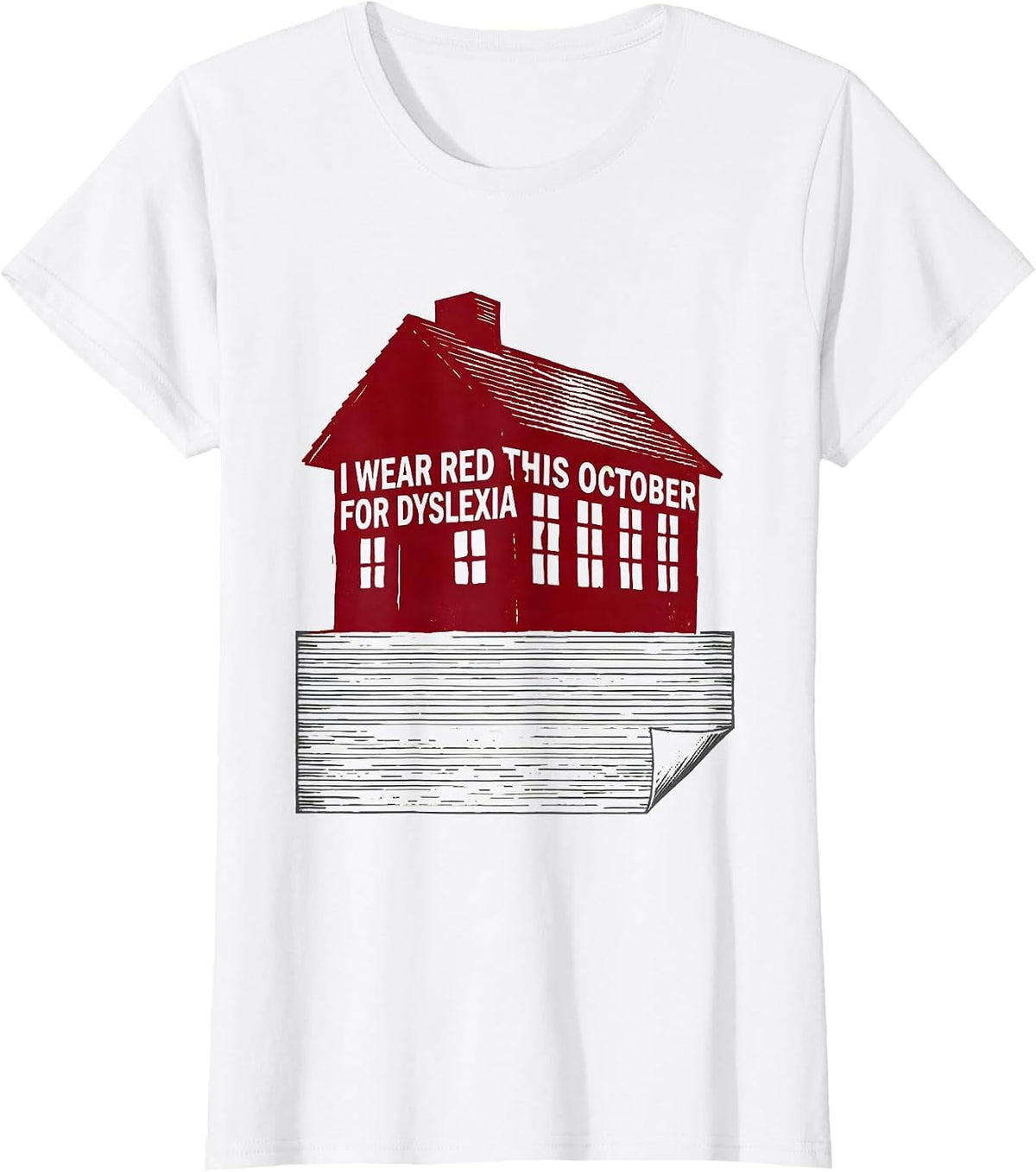 Women's I Wear Red This October for Dyslexia Teacher Dyslexia T-Shirt - White