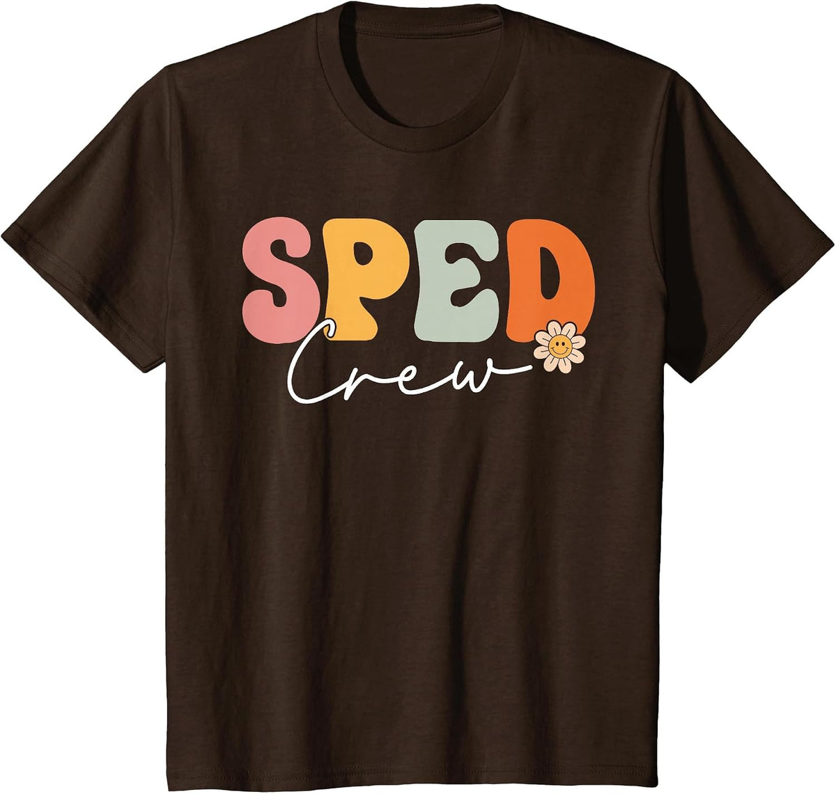 Sped Crew Team Retro Groovy Vintage First Day of School T-Shirt - Brown