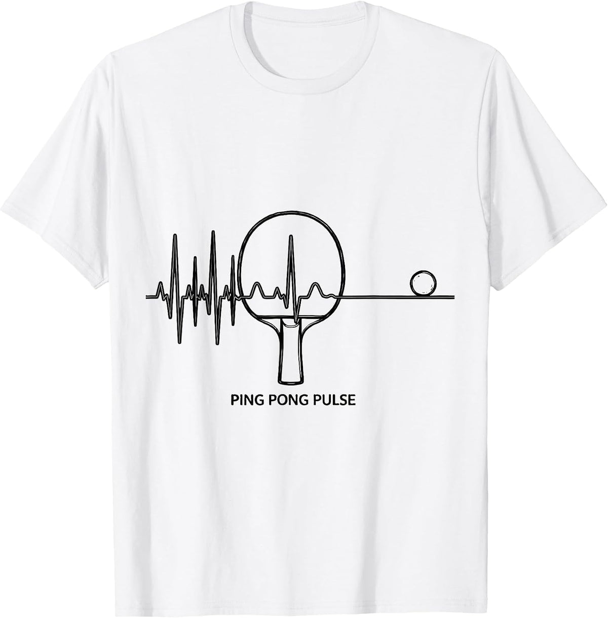 Men's Ping Pong Pulse Line Art EKG Heartbeat Pulse Hobbyist Gift T-Shirt - White