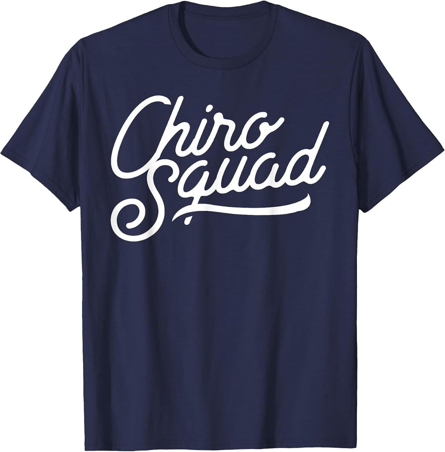 Chiro Squad Back Spine Subluxation Chiropractor Fun Print T-Shirt - Navy Blue
