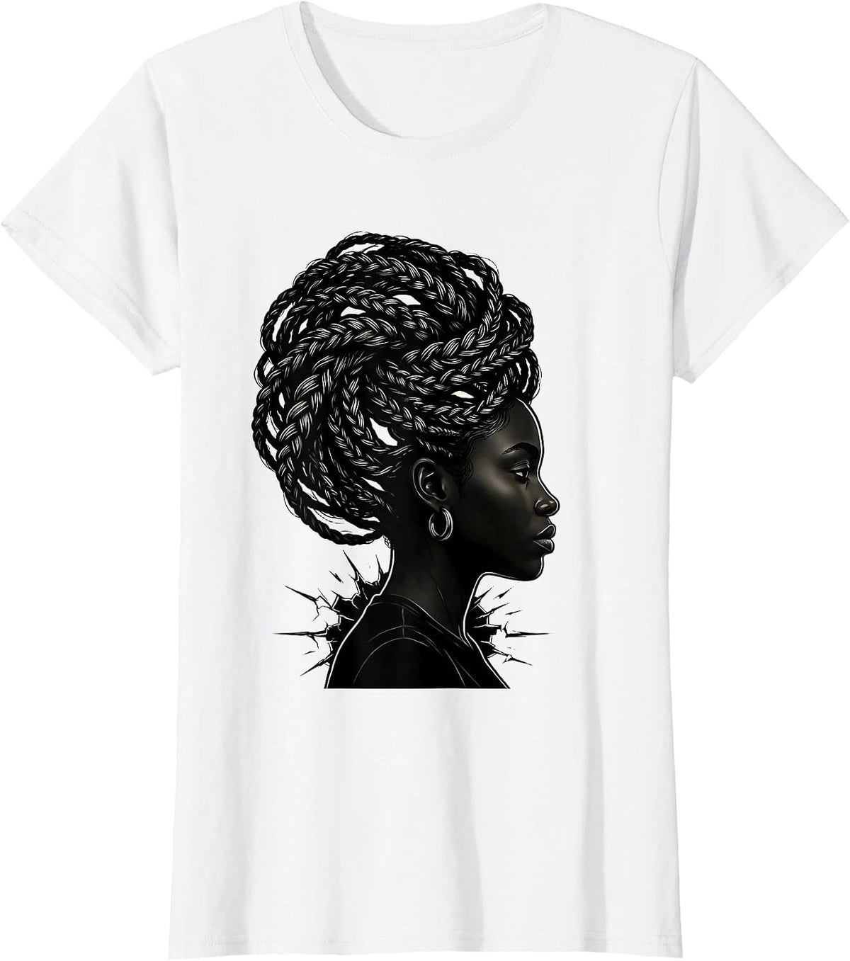 Women's Black Woman Pride Line Art Strength And Unbothered T-Shirt - White