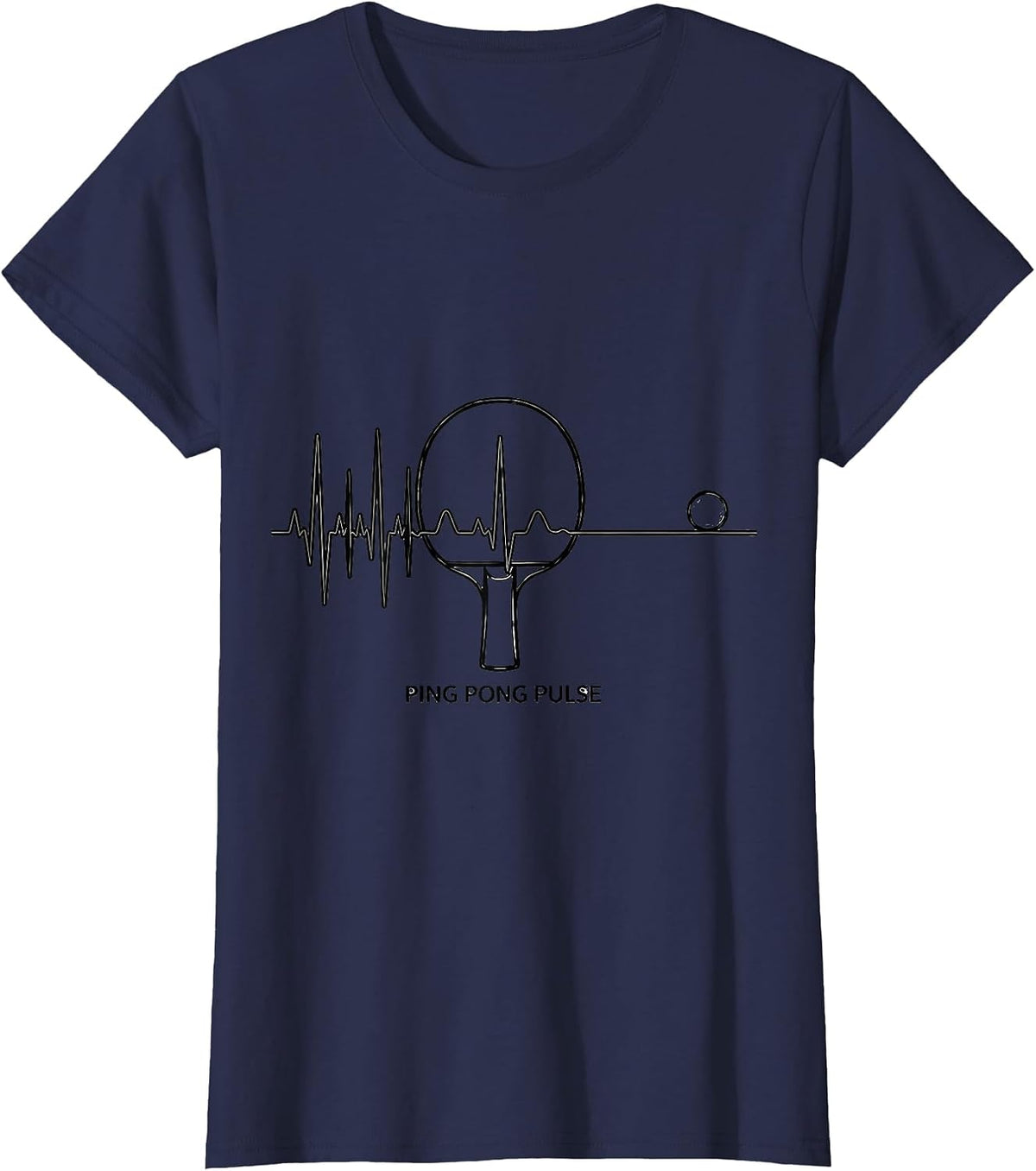Women's Ping Pong Pulse Line Art EKG Heartbeat Pulse Hobbyist Gift T-Shirt - Navy Blue