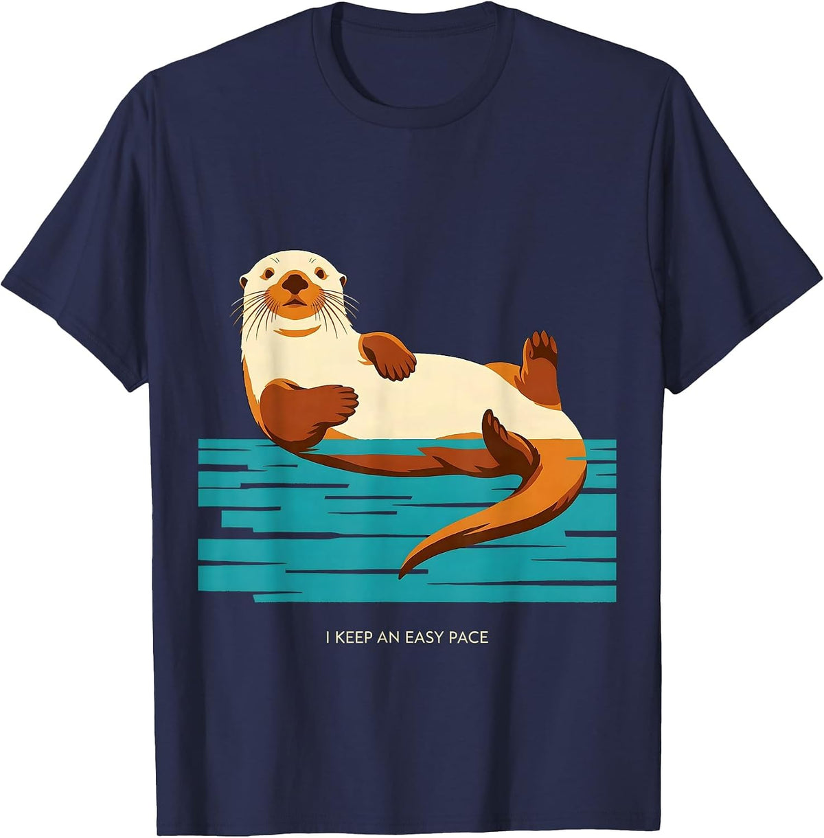 Men's I Keep An Easy Pace Funny Sea Otter Animal Lover Gift T-Shirt - Navy Blue