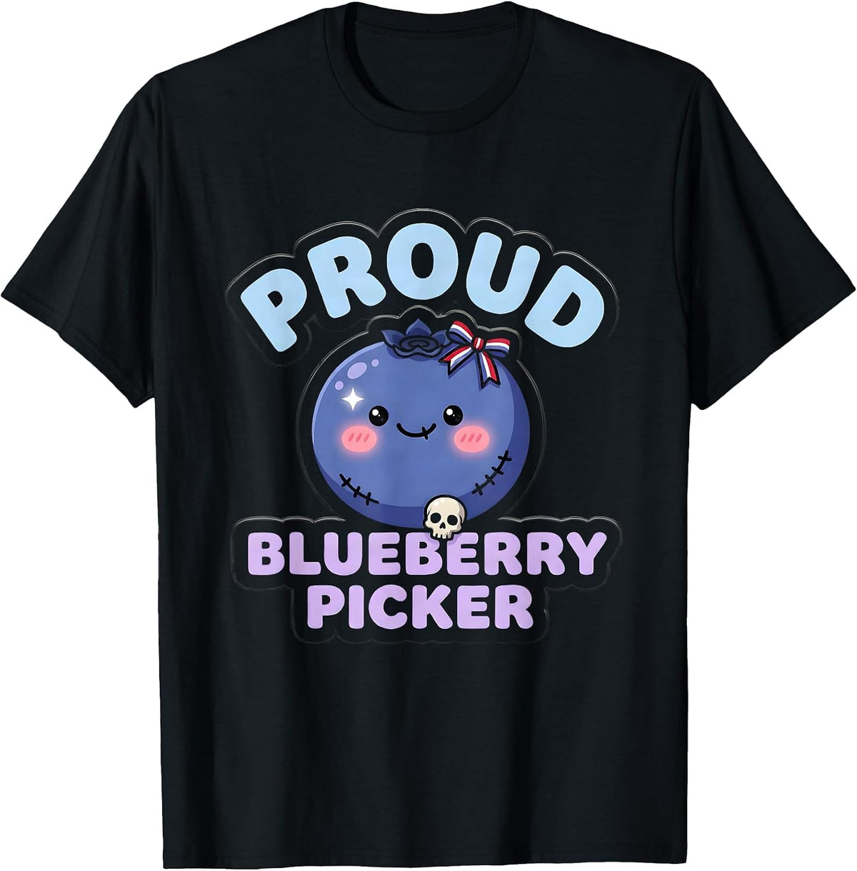 Men's Proud Blueberry Picker Red White and Blueberries T-Shirt - Black