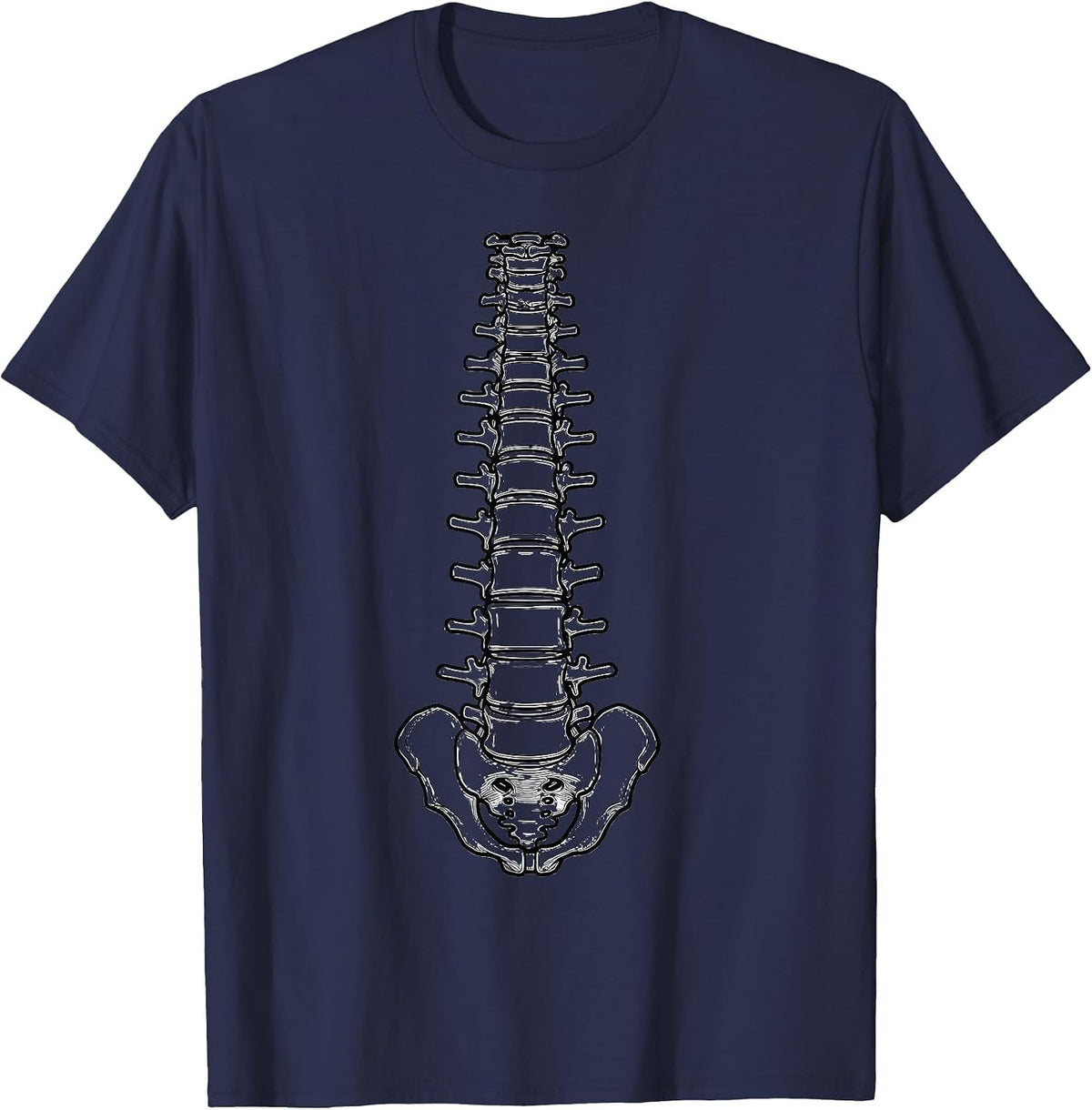 Men's Human Spine Block Tower Medical Assistant Graphic T-Shirt - Navy Blue
