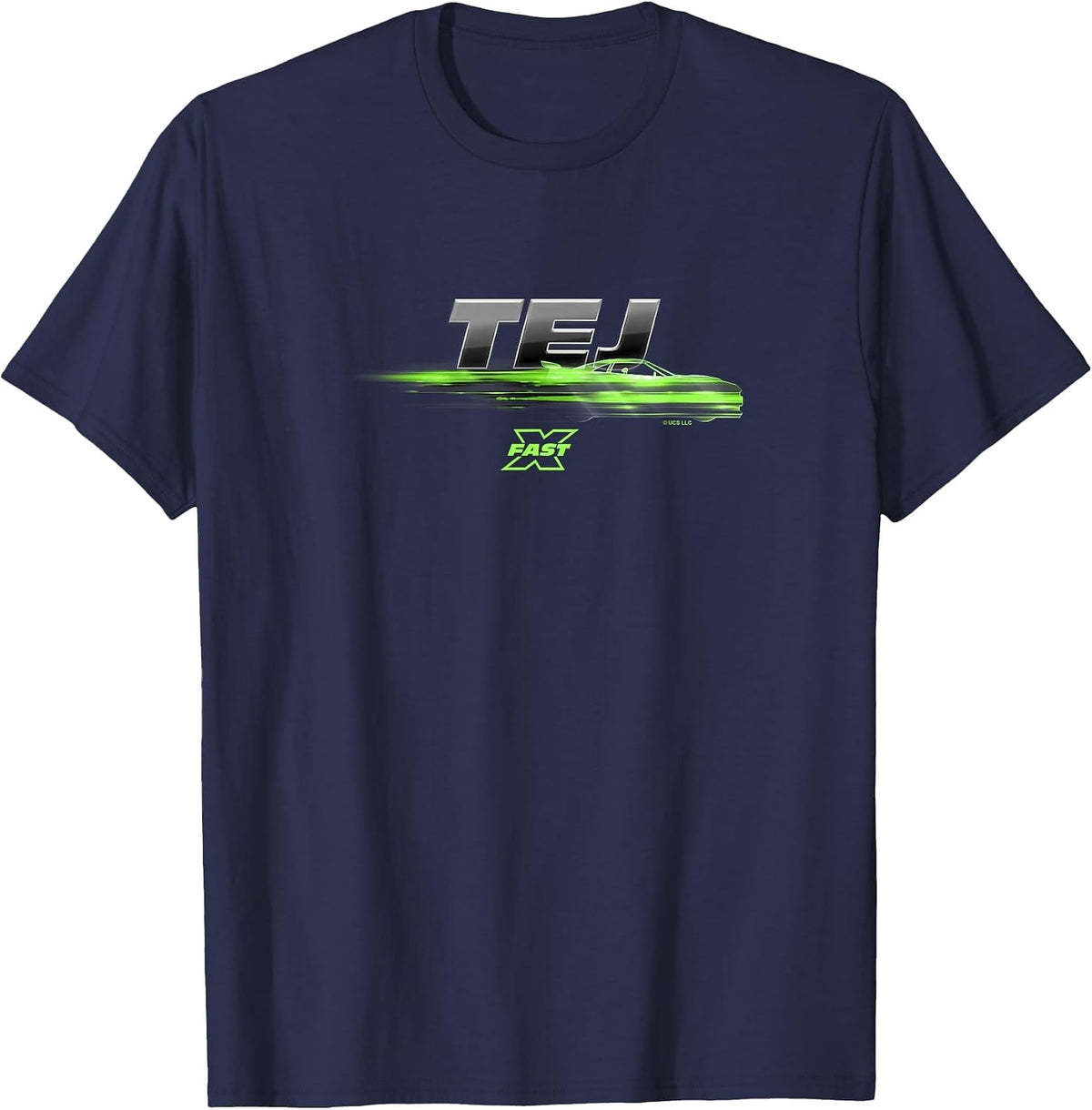 Fast X Tej Green Blur Speed Race Car Gradient Poster T-Shirt - Navy Blue