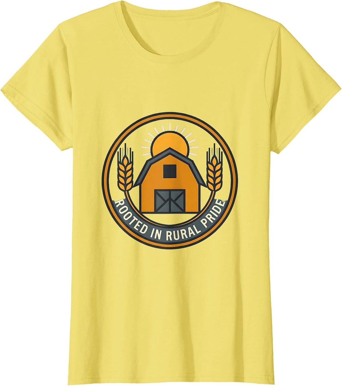 Rooted in Rural Pride Country Living Design T-Shirt - Lemon Yellow