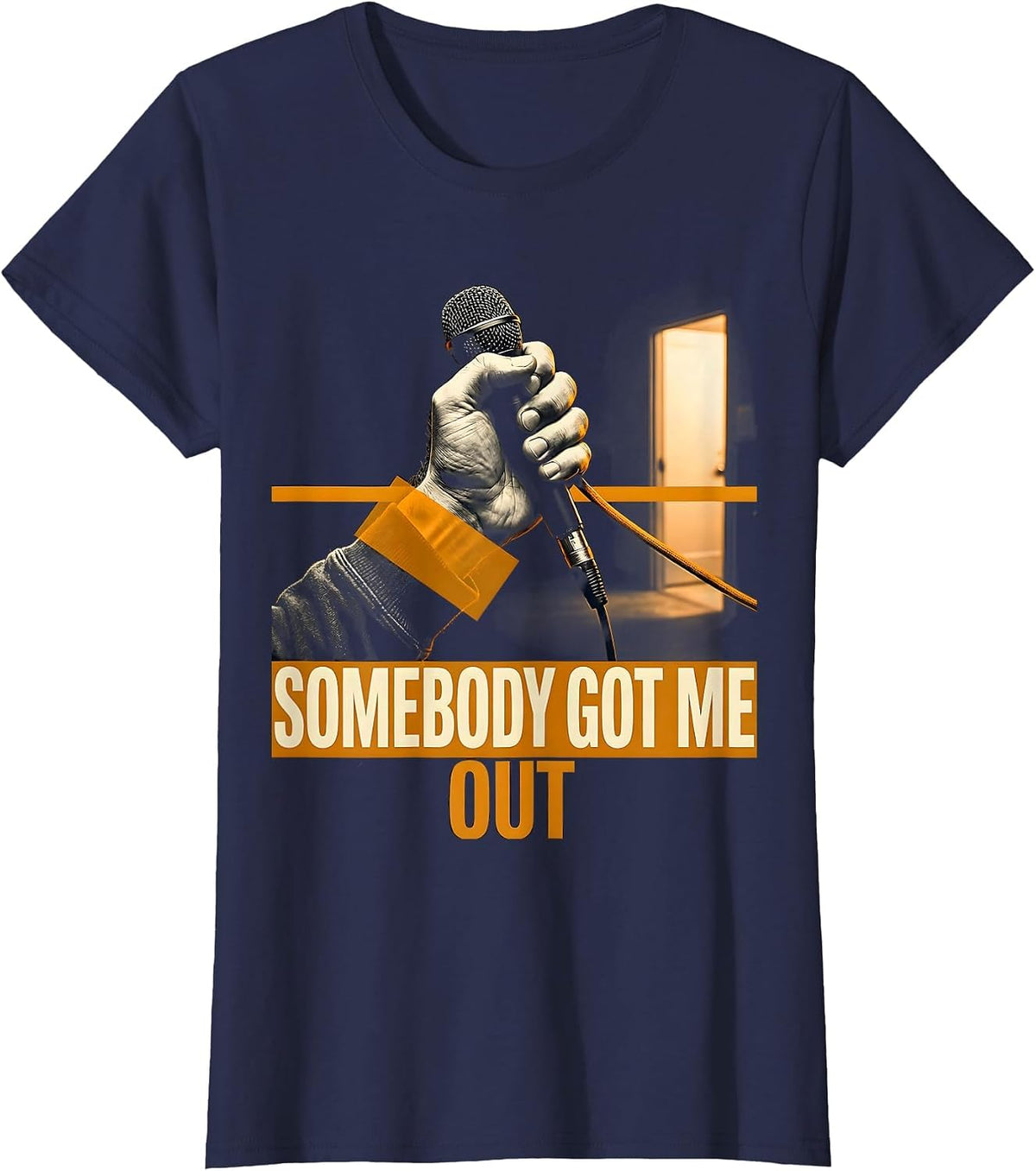 Women's Somebody Got Me Out Emergency Dispatcher Thin Yellow Line T-Shirt - Navy Blue