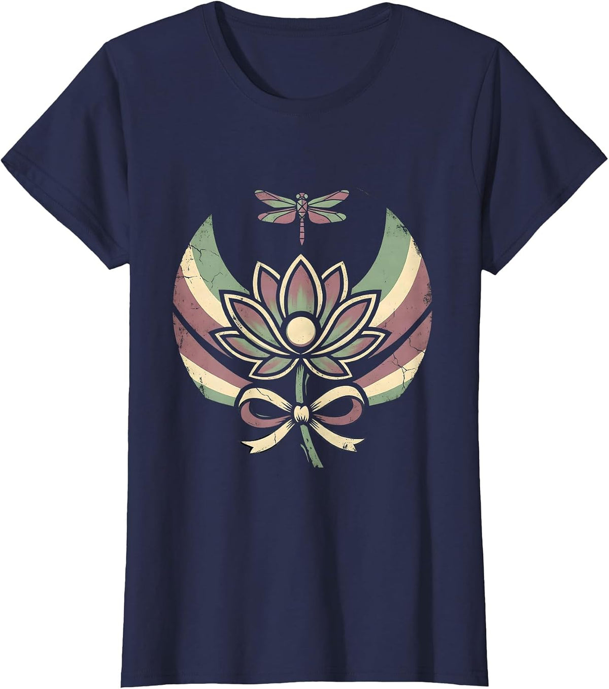 Women's Autism Awareness Meditation Aurora Borealis Design T-Shirt - Navy Blue