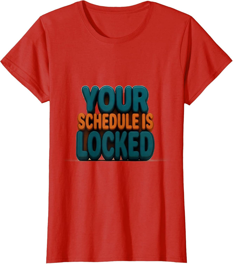 Women's Your Schedule Is Locked Groovy School Counselor Funny Back T-Shirt - Red