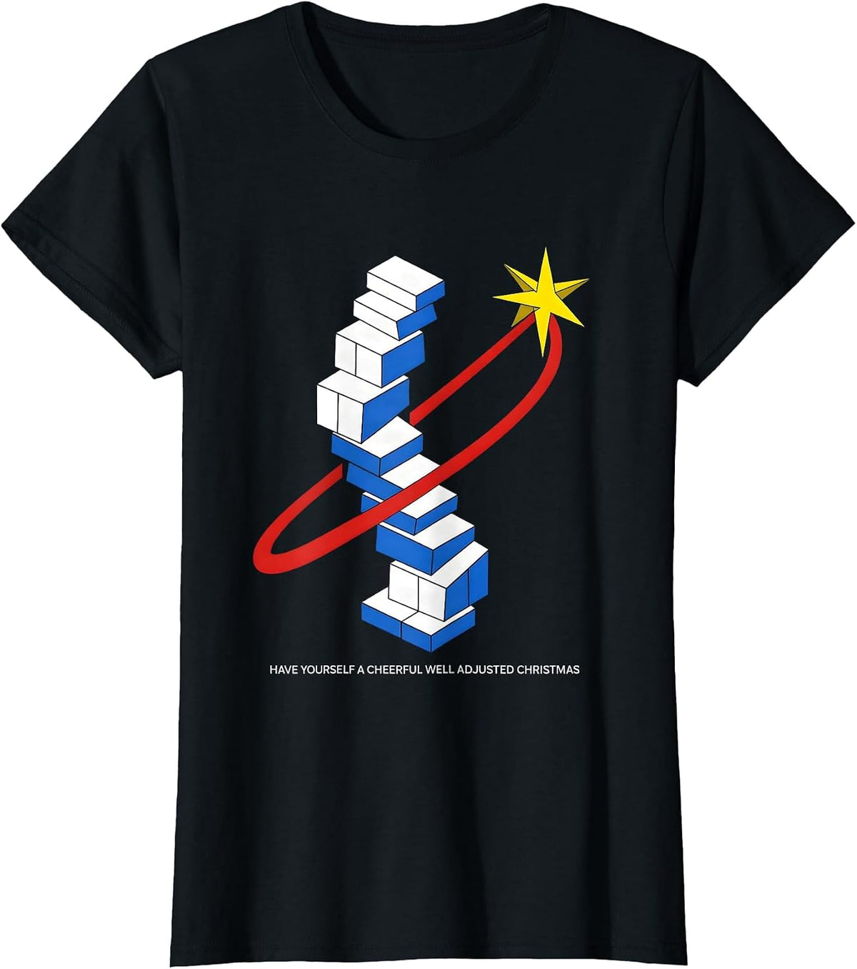 Women's Have Yourself A Cheerful, Well Adjusted Christmas Funny T-Shirt - Black