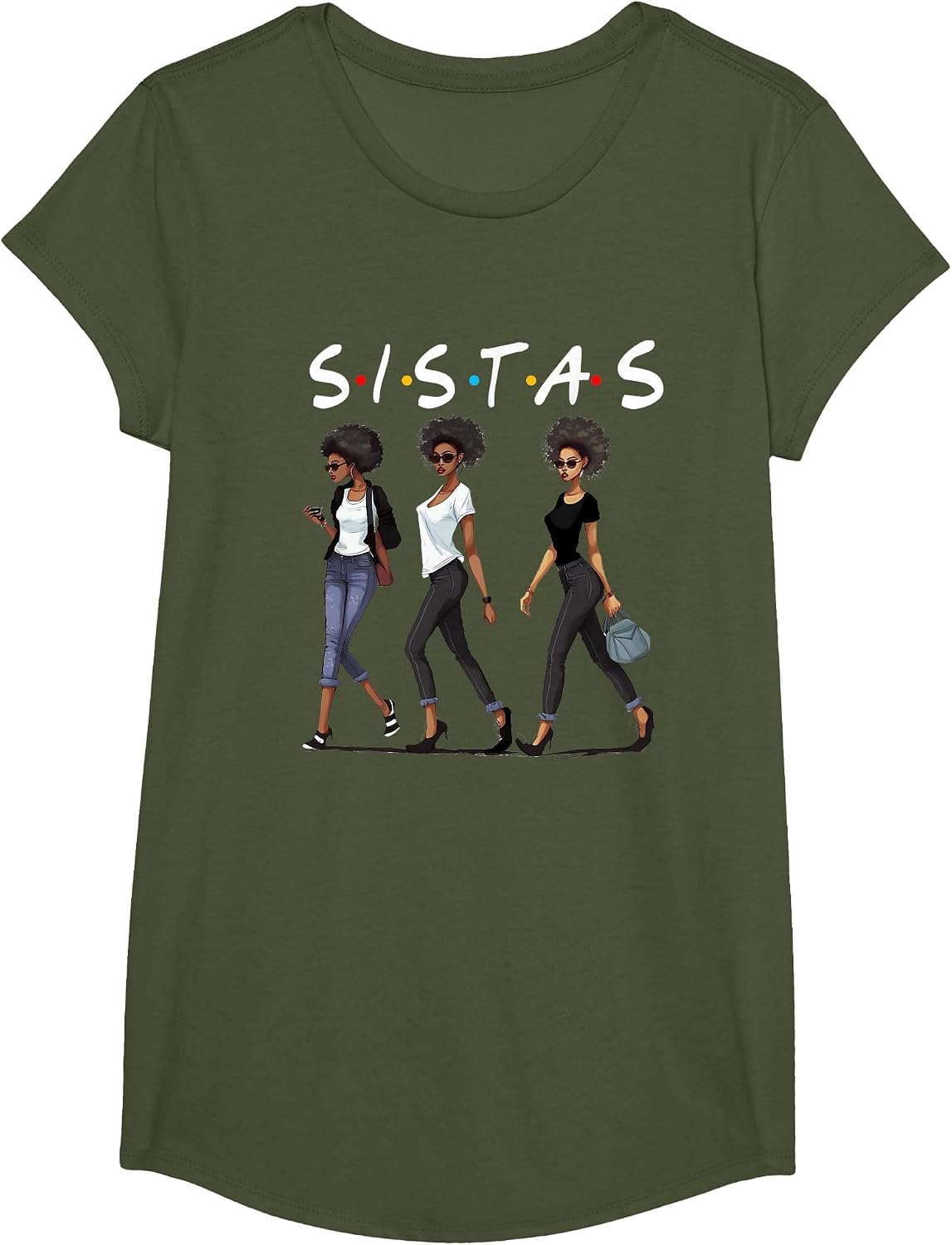 Melanin Queen African American Pride Black Girl Magic Attire T-Shirt - Girls Olive Green