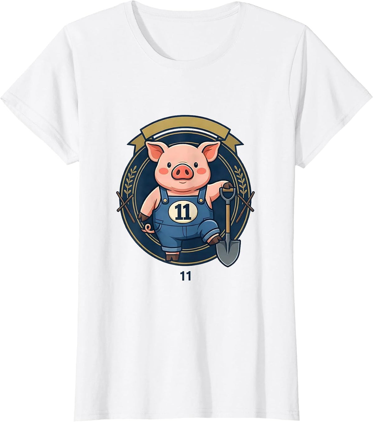 Women's 11 Cute Chibi Pig Emblem Halloween Costume Humor T-Shirt - White