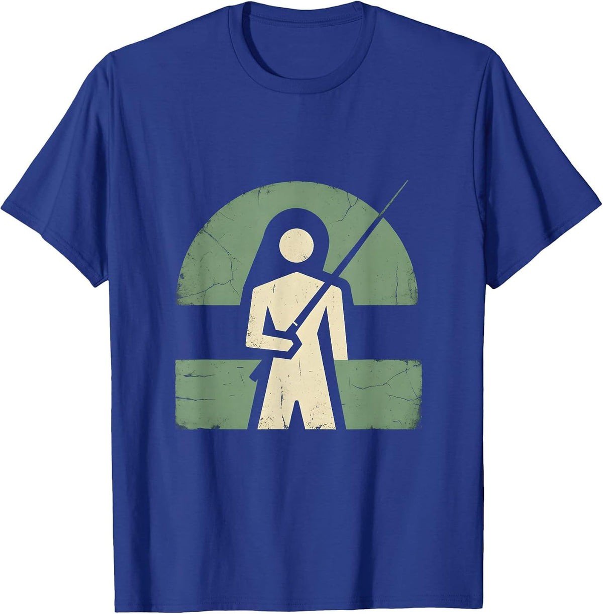 Fly Fishing Waders Misty River Illustration T-Shirt - Royal Blue