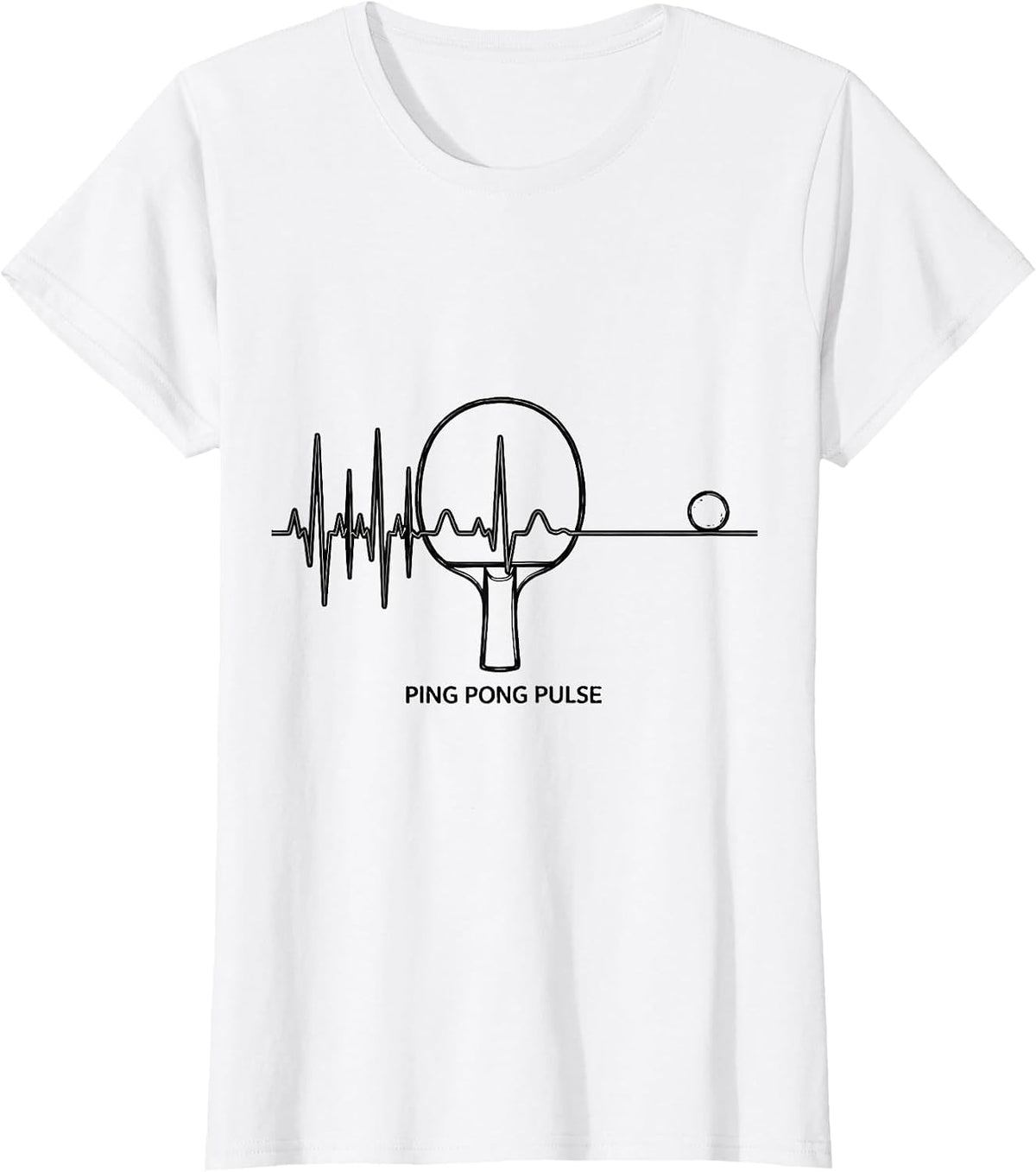 Women's Ping Pong Pulse Line Art EKG Heartbeat Pulse Hobbyist Gift T-Shirt - White