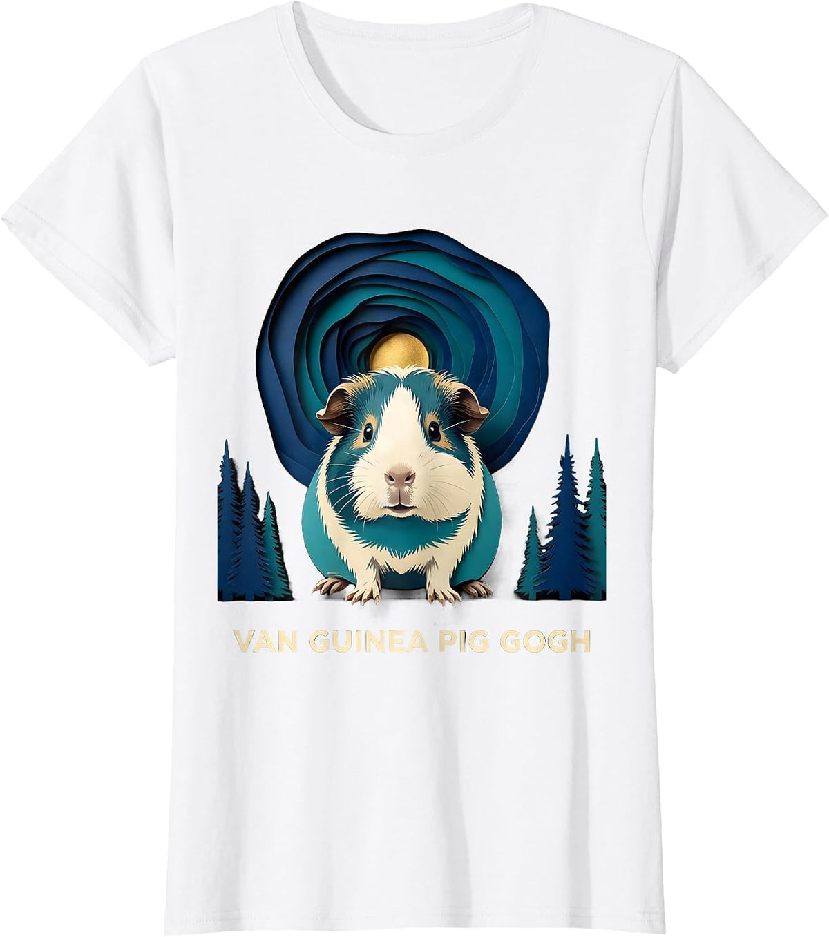 Van Guinea Pig Gogh Whimsical Art Meme Animal Lover Gift T-Shirt - White