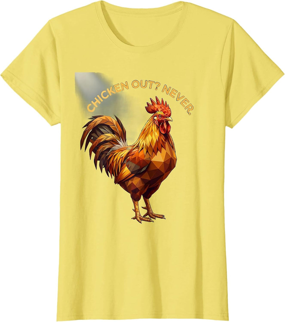 Chicken Out? Never Bold Chicken Graphic Design T-Shirt - Lemon Yellow