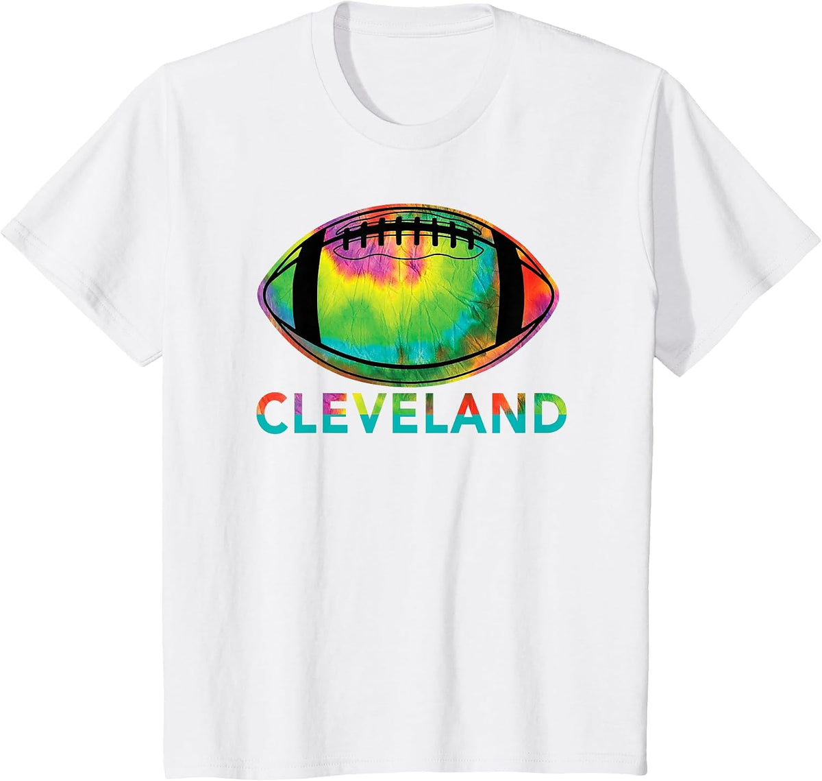 Tie Dye Football Cleveland T-Shirt - White