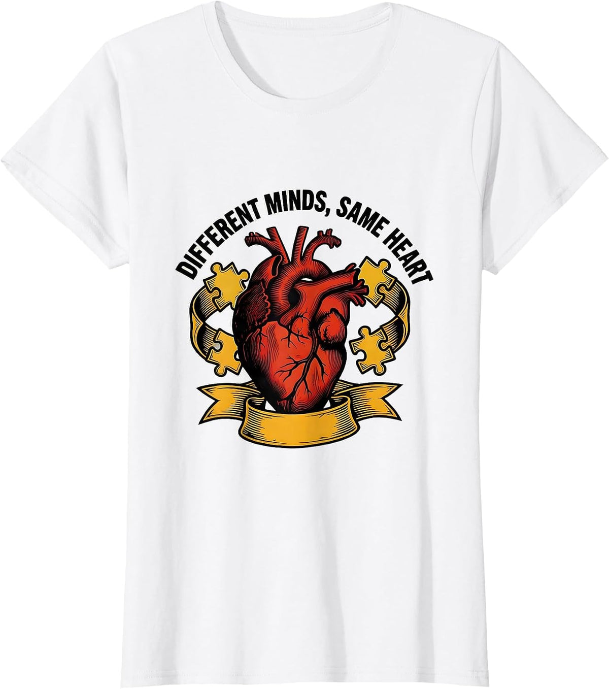 Different Minds Same Heart Special Education Design T-Shirt - White