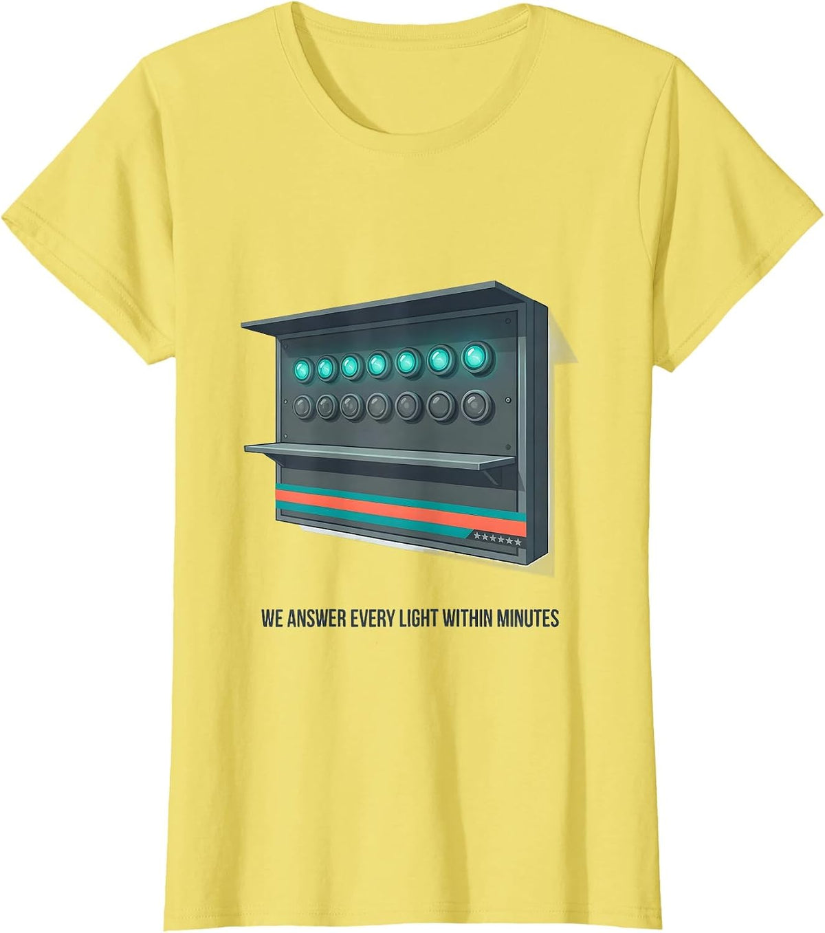Women's We Answer Every Light Within Minutes Flat Vector First T-Shirt - Lemon Yellow