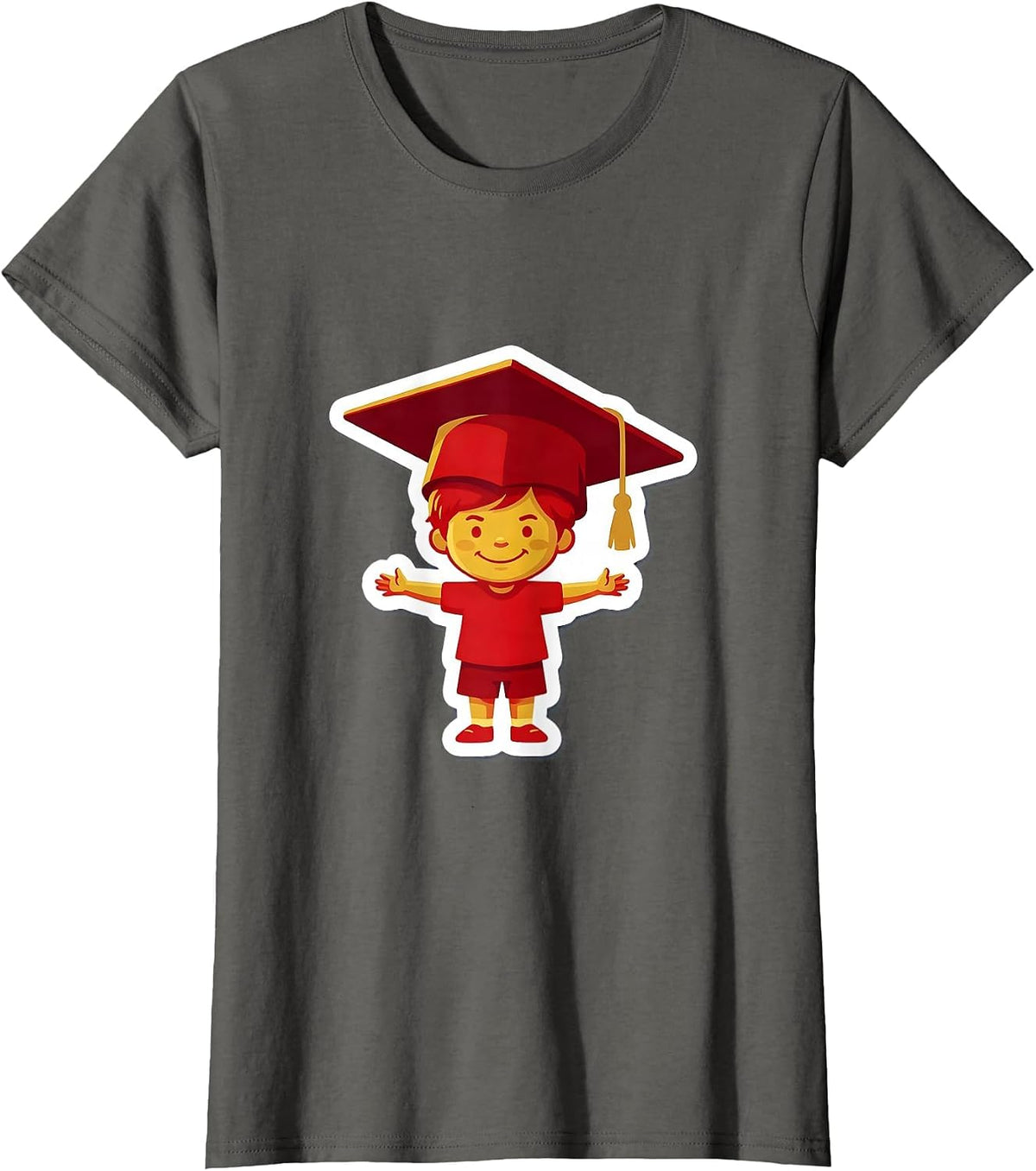 Women's Sped Teacher Graduation Cap Kid Illustration T-Shirt - Asphalt Grey