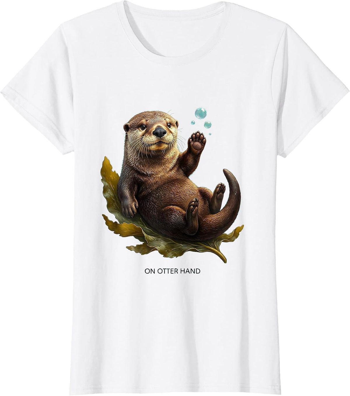 On Otter Hand Cute Otter Lover Humor Sea Animal Enthusiast T-Shirt - White