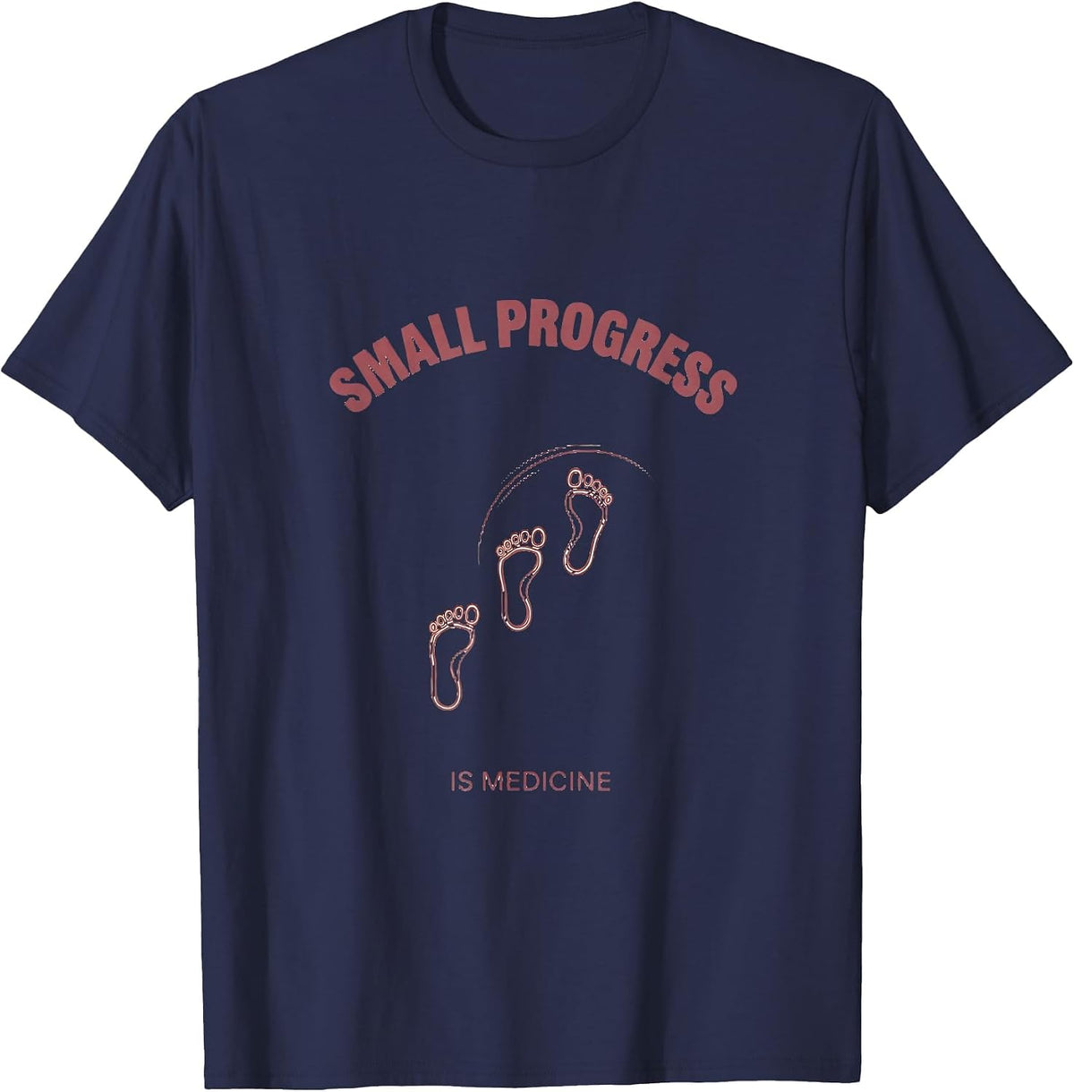 Small Progress Is Medicine Boho Minimalist Physical Therapy T-Shirt - Navy Blue