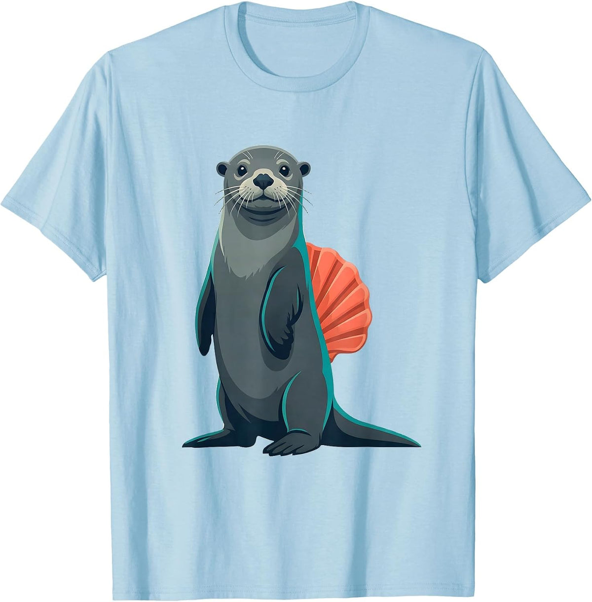 Sea Otter Flat Vector Funny Otter Lover Humor T-Shirt - Baby Blue