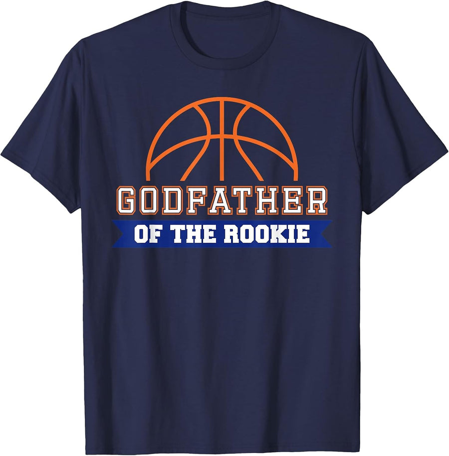 Godfather of Rookie 1st Birthday Basketball Theme Matching T-Shirt - Navy Blue