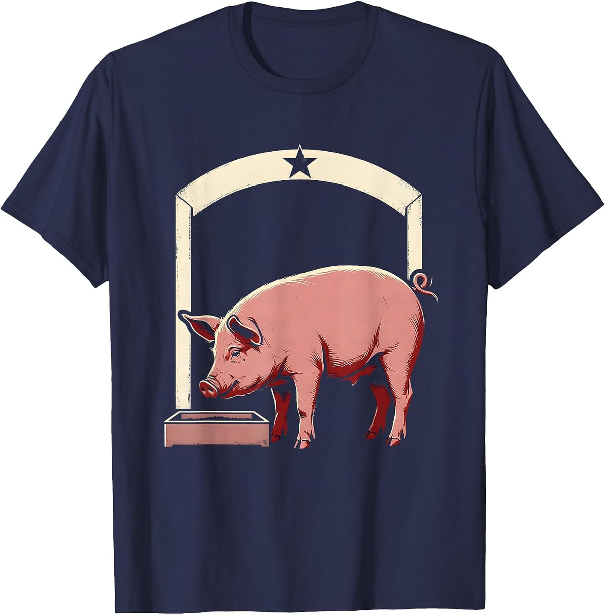 Men's Pig Lover Showcard Farm Humor Casual T-Shirt - Navy Blue