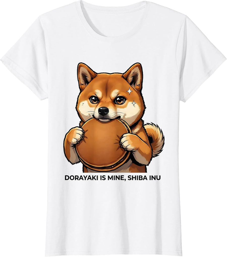 Women's Dorayaki Is Mine Shiba Inu Anime Kawaii Dog Lover Gift T-Shirt - White