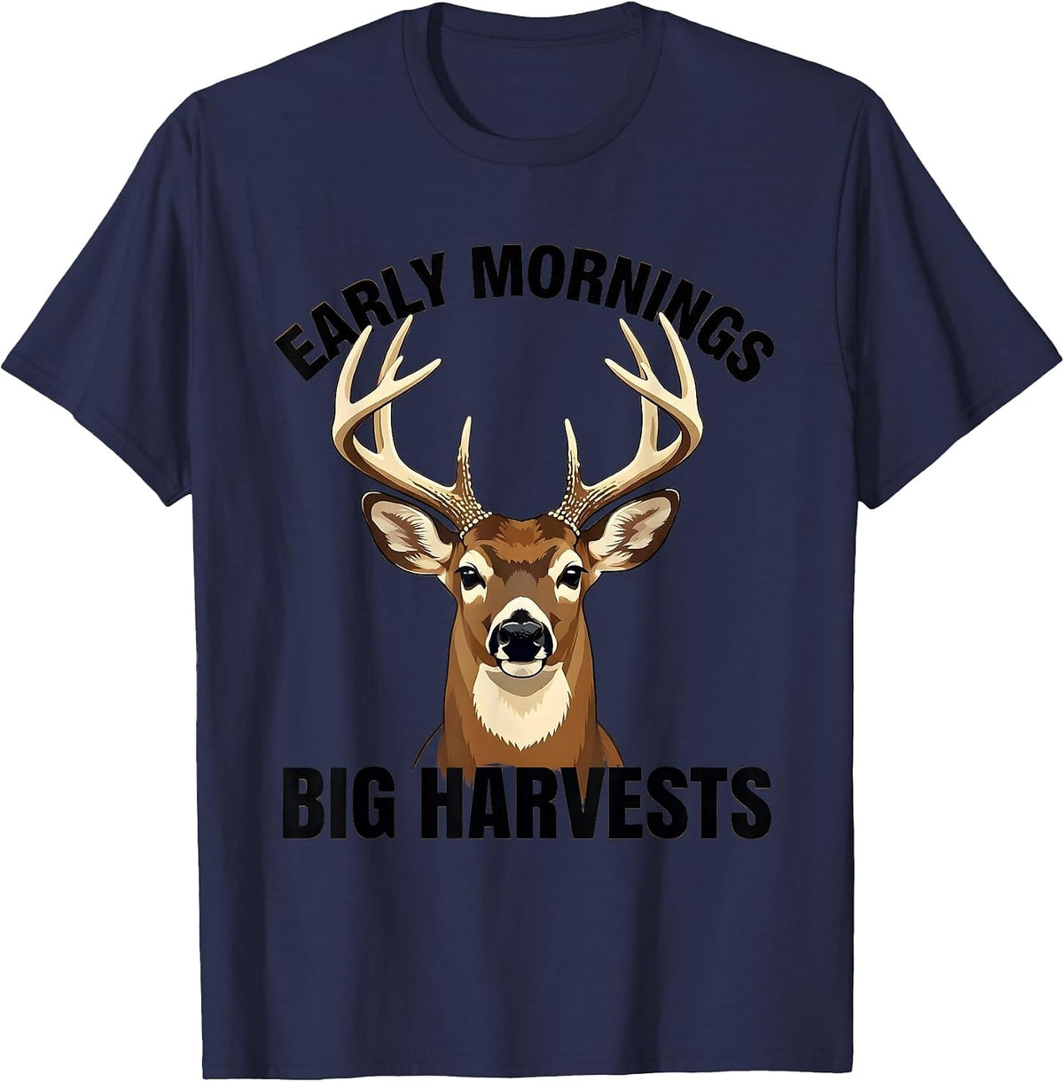 Men's Early Mornings Big Harvests Farming Design T-Shirt - Navy Blue