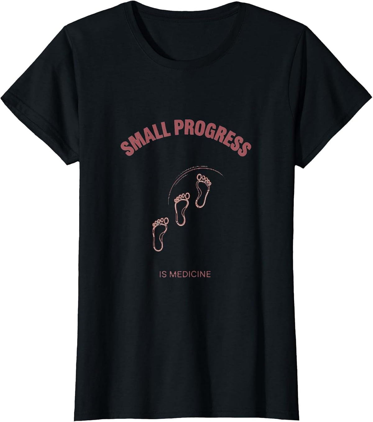 Small Progress Is Medicine Boho Minimalist Physical Therapy T-Shirt - Black