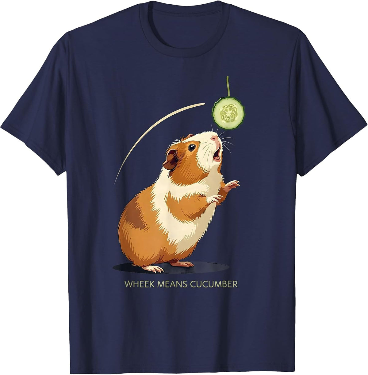 Wheek Means Cucumber Funny Guinea Pig Cavy Lover Pet Humor T-Shirt - Navy Blue