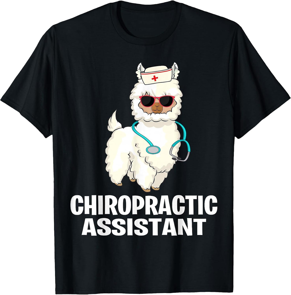 Funny Chiropractic Care Assistant Llama Chiropractor Spine T-Shirt - Black