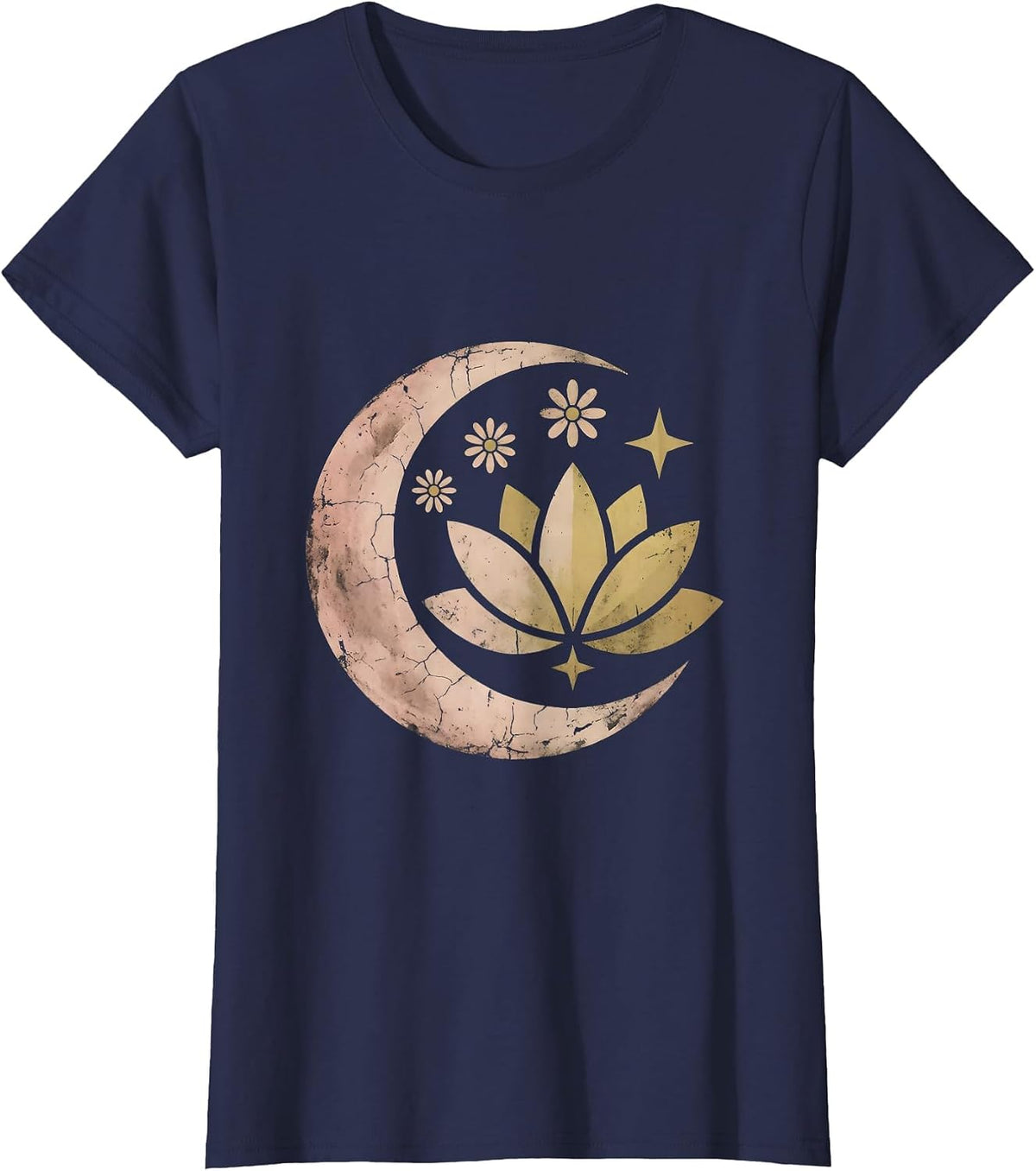 Women's Autism Awareness Lotus Flower Unfolding Art T-Shirt - Navy Blue