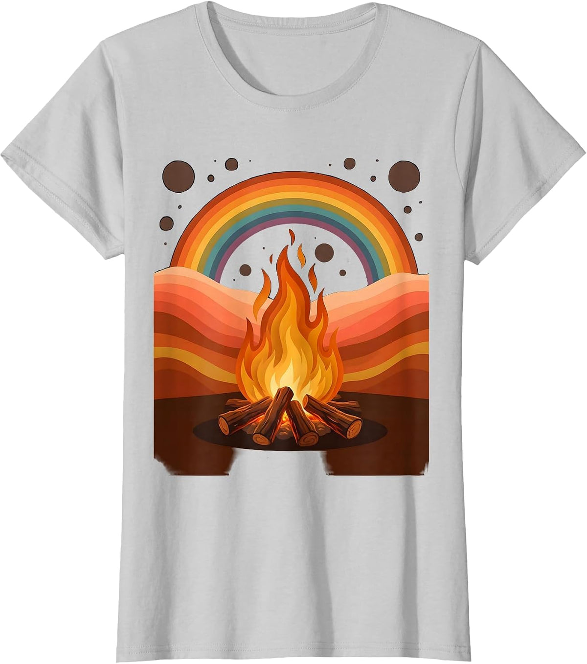 Women's Campfire Under Starry Night Sky Graphic T-Shirt - Silver Grey