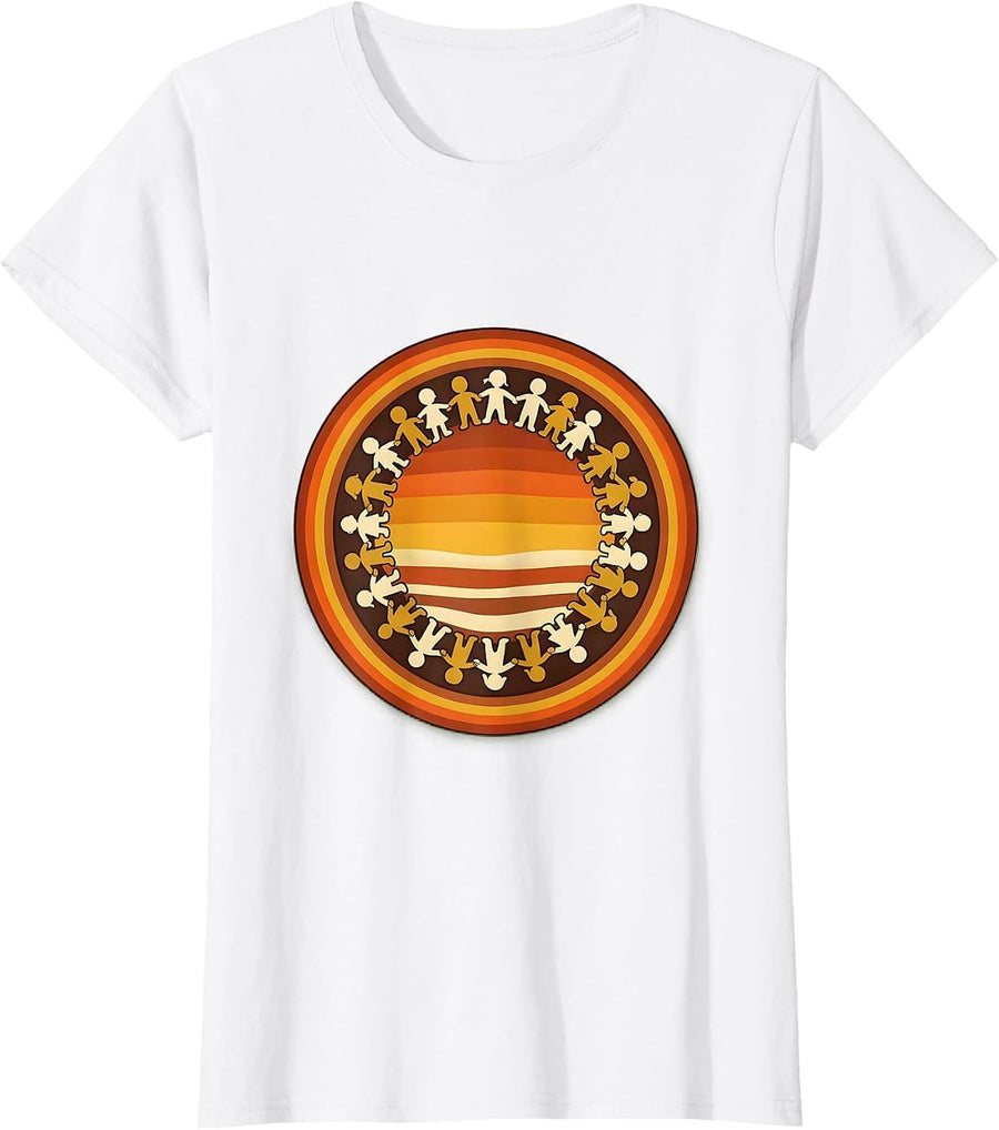 Women's Special Education Teacher Diverse Kids Paper Chain T-Shirt - White