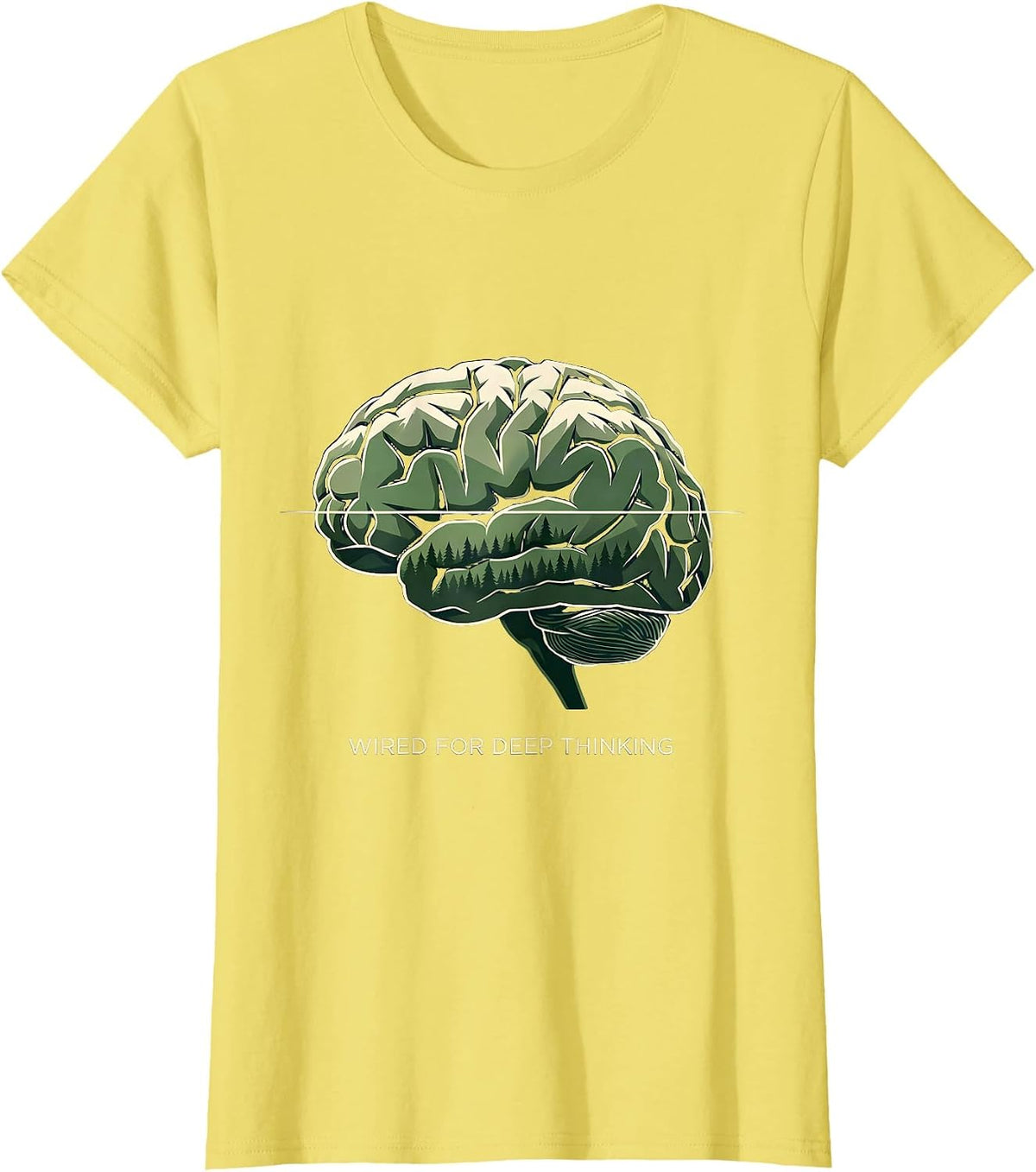 Women's Wired for Deep Thinking Autism Awareness Design T-Shirt - Lemon Yellow