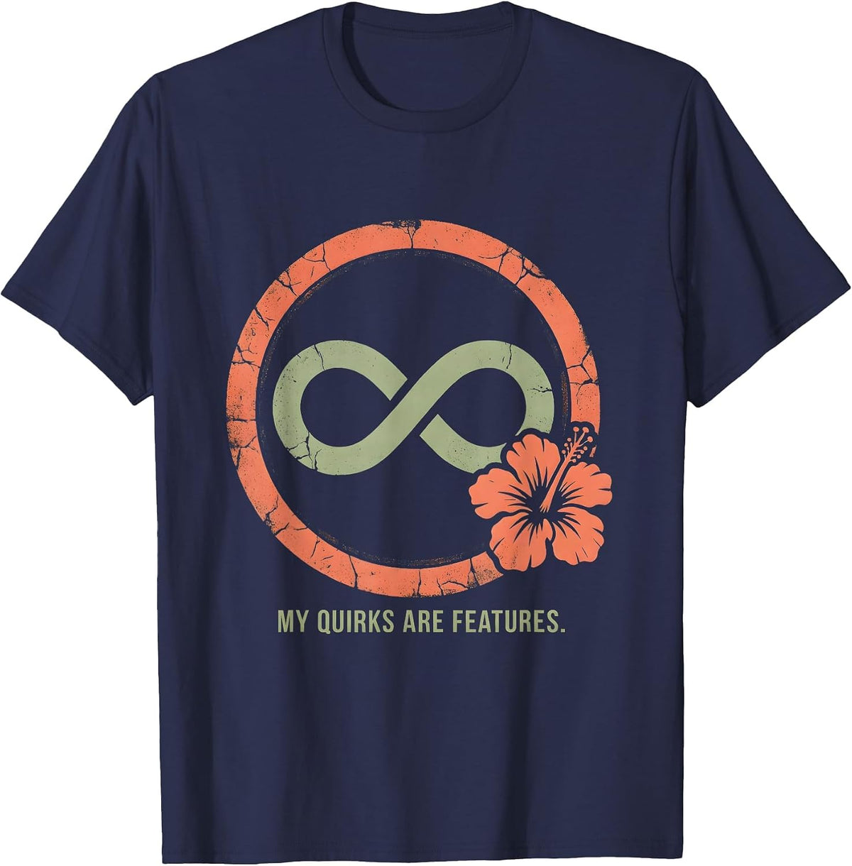 Men's My Quirks Are Features Autism Awareness Design T-Shirt - Navy Blue