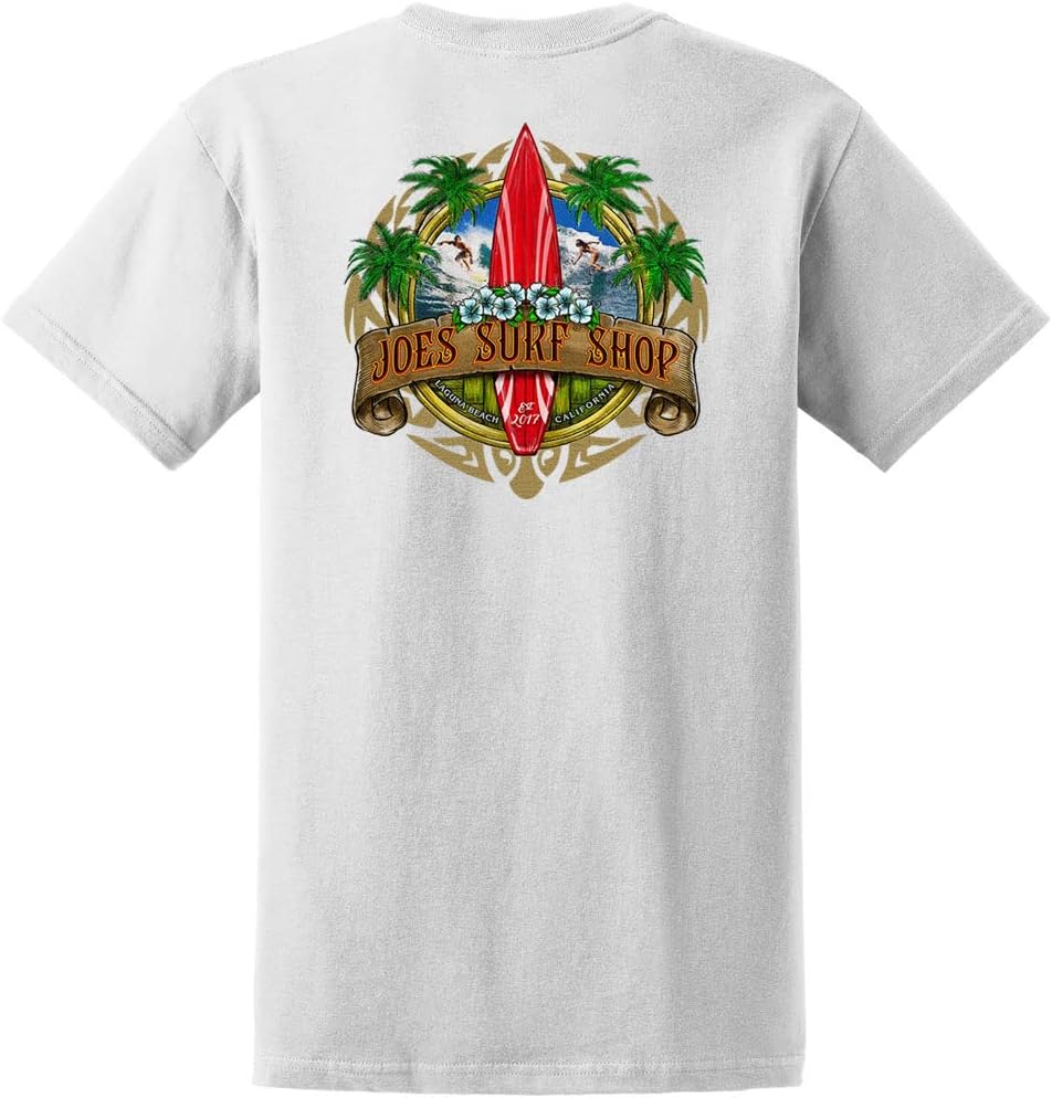 JOES SURF SHOP Graphic Heavyweight Cotton Tees,Regular-Big & Tall - White \/ Sand Longboard Logo